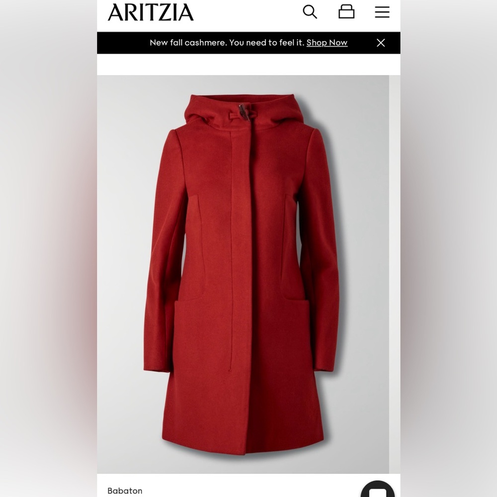 COPY - Babaton Aritzia Wool Red riding hood coat